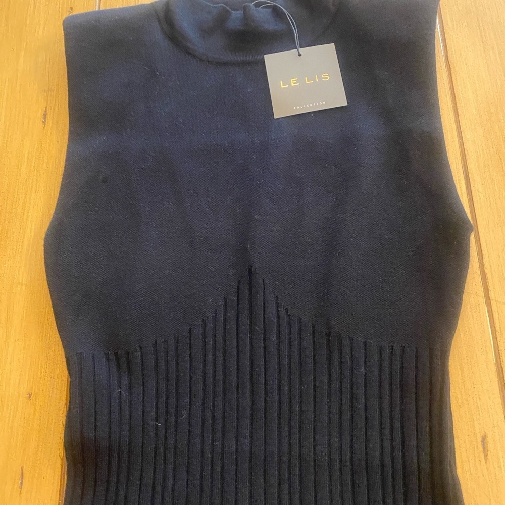 Women’s Sleeveless Turtleneck Maxi Black Sweater Dress Bodycon Texture New S/M - Picture 13 of 15